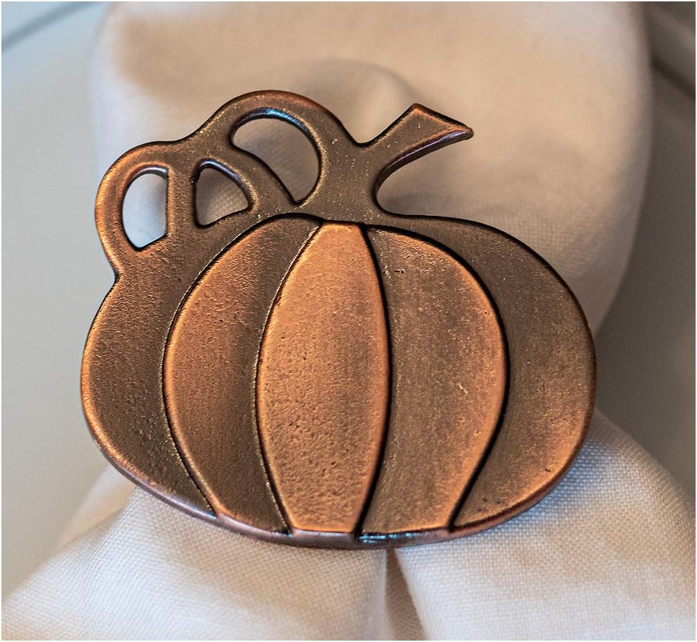 YacannaPumpkin Napkin Rings for Thanksgiving, Halloween Party, Dinners, Parties - Set of 4 Napkin Holders