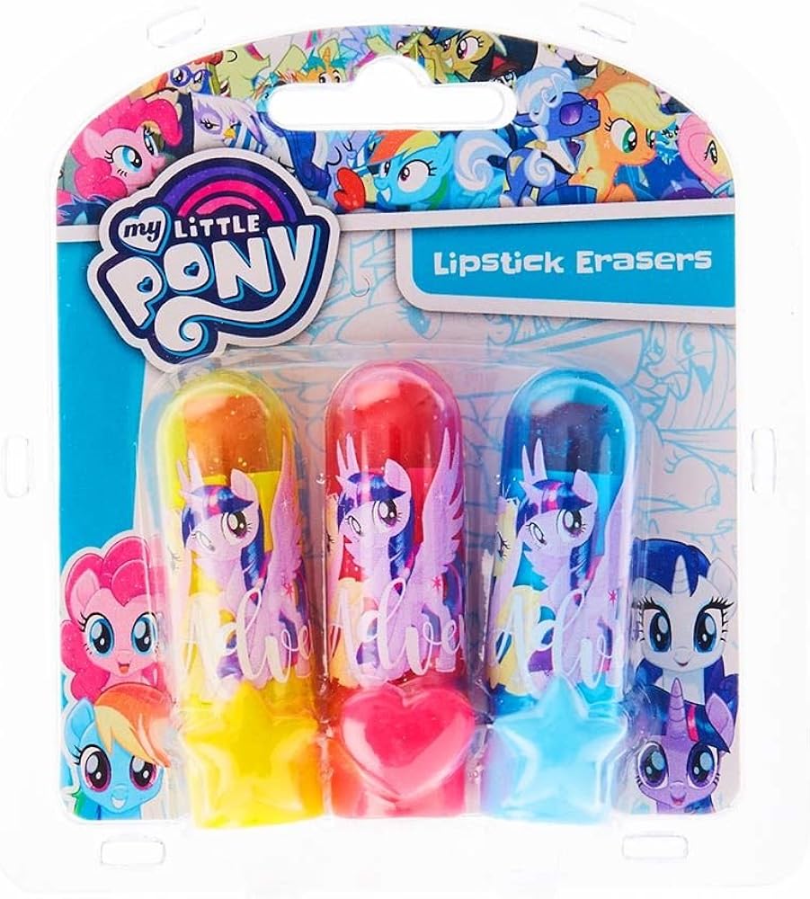 Claire's Girl's My Little Pony Lipstick Eraser Set in Blue/Pink/Yellow