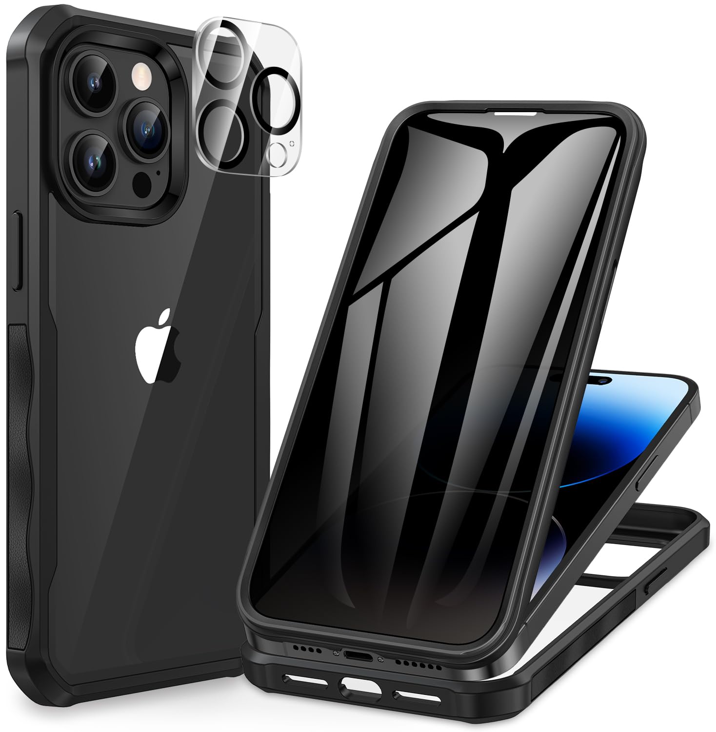 CENHUFO Compatible with iPhone 14 Pro Max Case Built-in Privacy Screen Protector with Camera Lens Protector, Shockproof Case for iPhone 14 Pro Max Privacy Case -Black — image 1