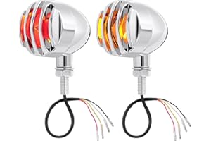 Benlari Motorcycle 48 LED Turn Signals Bullet Lights Motorcycle Rear Turn Signal Blinkers Fit for Honda Yamaha R3 Suzuki Kawasaki Harley Sportster (Chrome(Amber+Red))