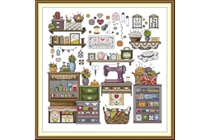 Awesocrafts Cross Stitch Stamped Kits I Love Crafts Easy Patterns Cross Stitching Embroidery Needlework Kit Supplies 14CT 2 S