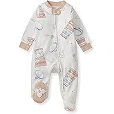 Burt's Bees Baby Boys Sleep and Play PJs, 100% Organic Cotton One-Piece Zip Front Romper Jumpsuit Pajamas