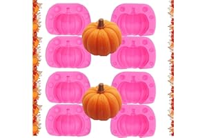 KKONHII 4 Pairs Halloween 3D Pumpkin Silicone Molds, Mini Pumpkin Chocolate Candy Fondant Mold for Thanksgiving Fall Baking, Autumn Fondant Cake Decorating Chocolate Candy Clay Moulds for Fall Thanks Giving