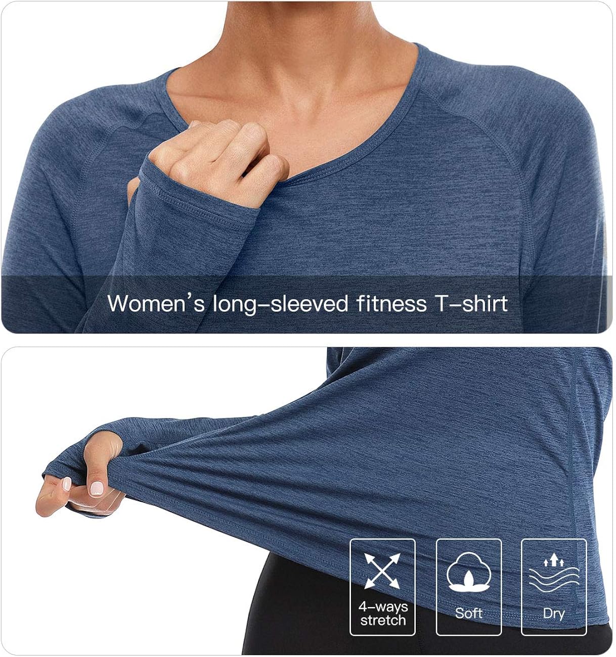 VUTRU Women's Workout Long Sleeves T-Shirts Breathable Running Shirt Thumbhole Sports Yoga Tops: Clothing
