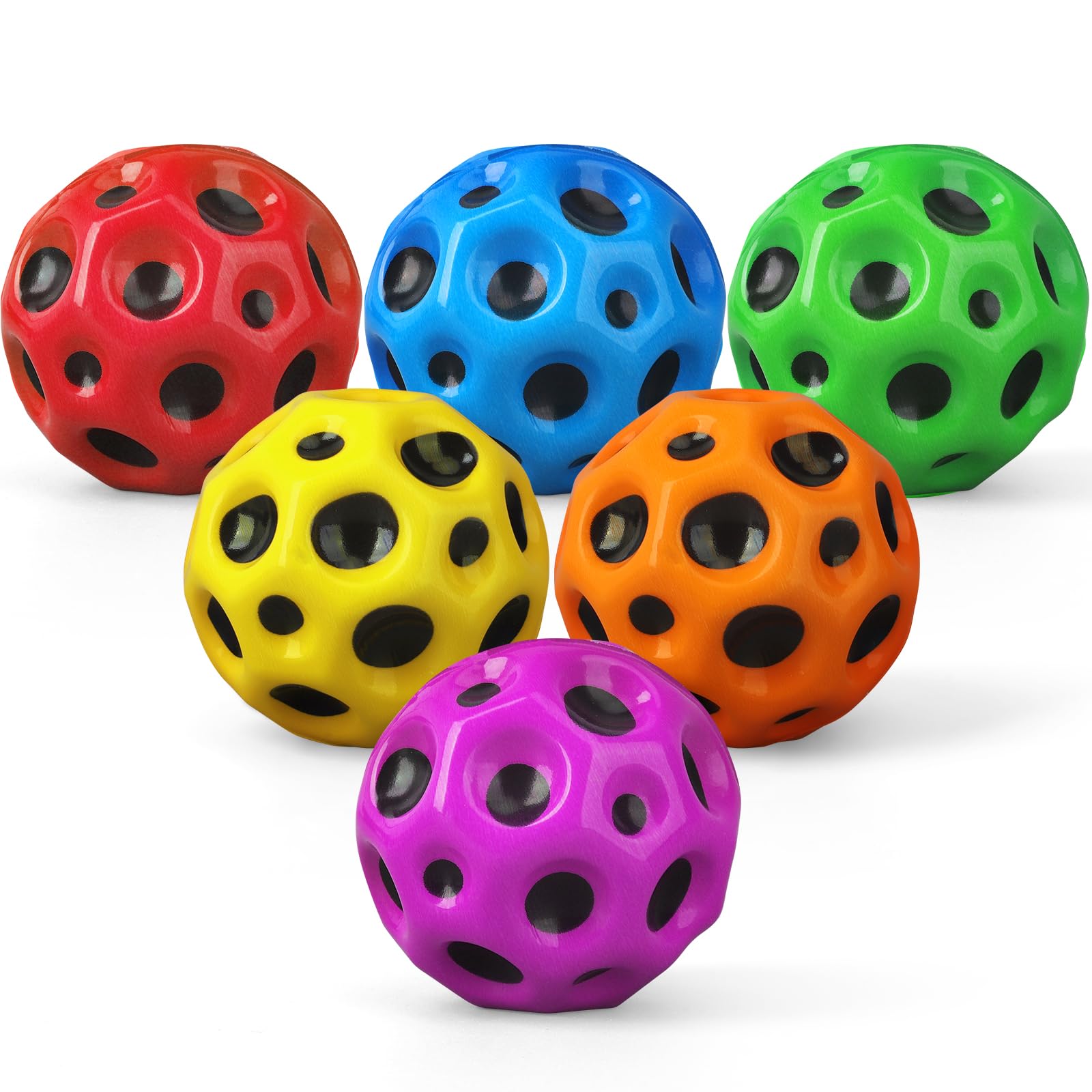 Moon Stress Bouncy Foam Ball Space Balls for Kids, Fidget Toy, Stress Relief Toys, Super High Bouncing Balls, Bouncy Ball, Jumping Galaxy Sensory Ball Holiday Stocking Stuffer 6 Pack