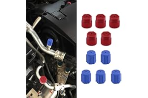 WINUERK 10Pcs/Set R134a Cap A/C Cap - 13mm & 16mm Air Conditioning Service AC System Charging Port Caps Low Side and High Side (5 Red High & 5 Blue Low)