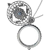 Artisan Owl Evil Eye 4x Magnifier Magnifying Glass Sliding Top Pendant Necklace, 30"