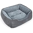 MIXJOY Dog Bed for Large Medium Small Dogs, Rectangle Washable Sleeping Puppy Bed, Orthopedic Pet Sofa Soft Calming Cat Beds Indoor Cats, Anti-Slip Bottom with Multiple Size (25'', Grey)