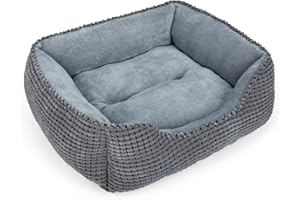 MIXJOY Dog Bed for Large Medium Small Dogs, Rectangle Washable Sleeping Puppy Bed, Soft Calming Cat Beds for Indoor Cats, Orthopedic Pet Sofa Bed, Anti-Slip Bottom with Multiple Size (20'', Grey)