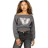 Forever 21 womens Off-shoulder Fleece Sweatshirt Crewneck With Graphic Print