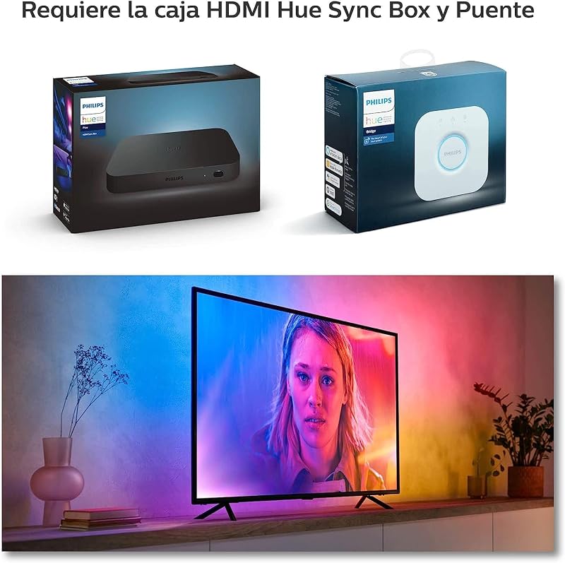 Play Gradient - Fita LED inteligente, luz branca e luzes coloridas, fita inteligente de 55 polegadas, sincronização com o conteúdo do ecrã, compatível com Alexa e Google Home