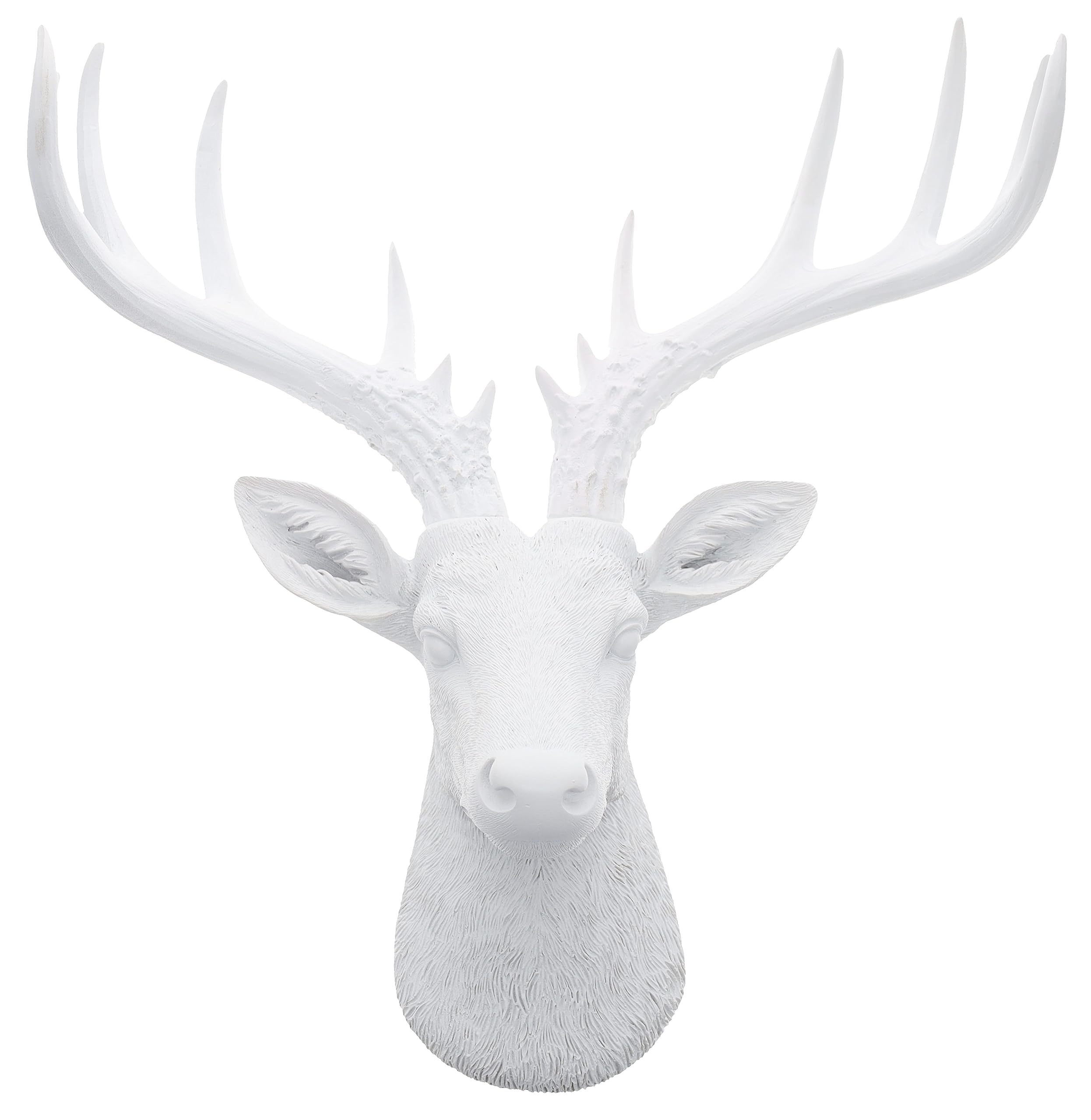 Photo 1 of Top Brass 12 1/2" Faux White Deer Head/White Antlers Wall Decor - Modern Minimalism Taxidermy Art Sculpture