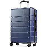 OLIXIS 24 Inch Luggage, Hardside Suitcase with Spinner Wheels, Lightweight ABS Hard Shell Checked Luggage, TSA Approved Lock, Expandable Medium Suitcase for Travel & Business–Blue