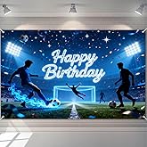 HOMETITUTE Soccer Stadium Happy Birthday Banner Blue Sports Party Backdrop for Soccer Fan Birthday Decorations and Football Themed Celebrations for Boys Teens and Adults 71x43Inches