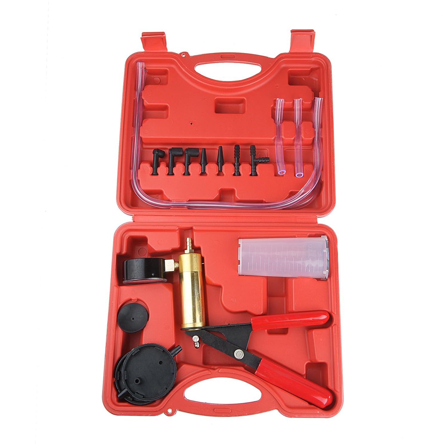 Vinteky Hand Held Vacuum Pump Tester Set Vacuum Gauge and Brake Bleeder