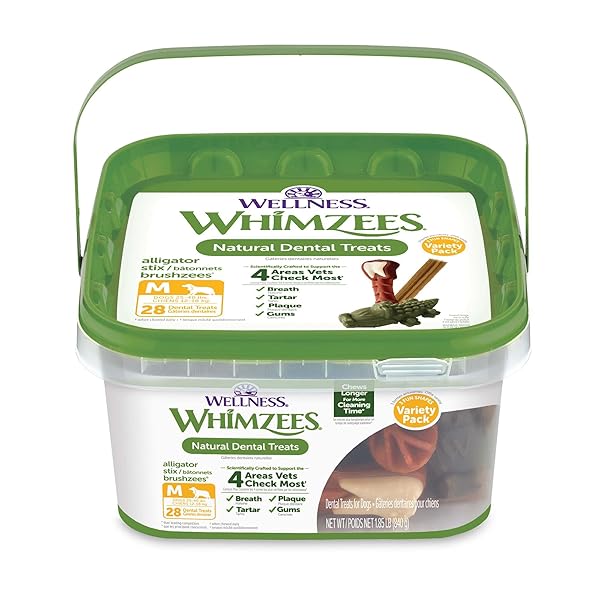 WHIMZEES WELLNESS VARIETY PACK DOG DENTAL TREATS, NATURAL...