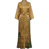 PRODESIGN Kimono Robe for Women - Long Satin Sleepwear Silky Kimono Cover-Up Nightgown Japanese Bathrobe Loungewear Blouse