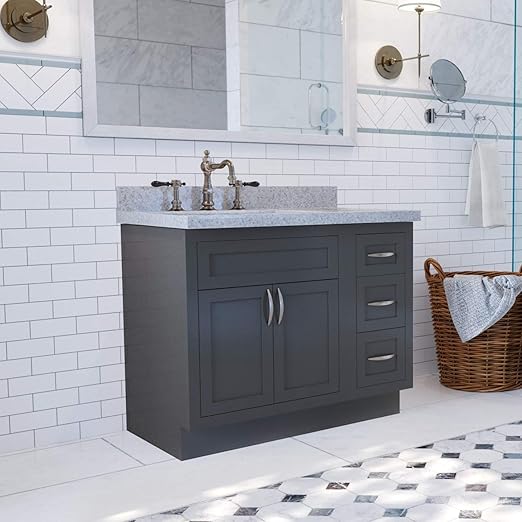 Inset Shaker Vanity (36" Wide With 3 Drawers On Right, Dark