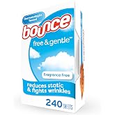 Bounce Free &amp; Gentle Dryer Sheets, Unscented, 240 Count