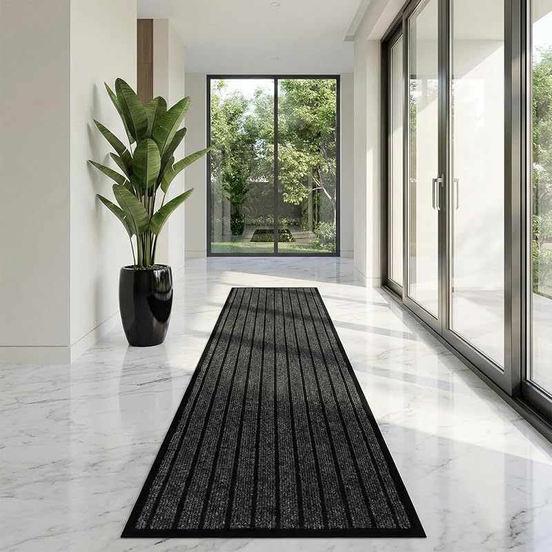 Cozy Haven Rubber Runner Rug 80x150 cm Non-Slip Indoor Outdoor Black