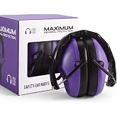 Pro For Sho 34dB NRR Ear Protection, Noise Reduction Ear Muffs - Purple | Low Profile, Ultra-Compact Hearing Protection, Shooting &amp; Gun Range, Lawn Mowing, Yard Work, Sensory Use, Kids &amp; Adults