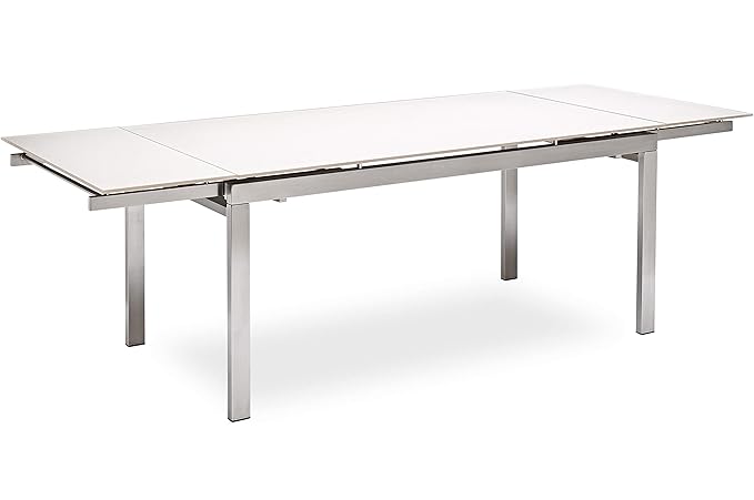 Garvida Tagomago Ausziehtisch, Silber/weiß, Edelstahl/Sicherheitsglas, 160/200/240 x 90 cm