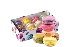 NOBLE CREATEAPROTOTYPE French Macaron Gift Box, 12 Pieces Mixed Flavor Assortment (Blueberry, Strawberry, Matcha, Coffee, Raspberry, Mango) - 4.2 oz Gourmet Cookies