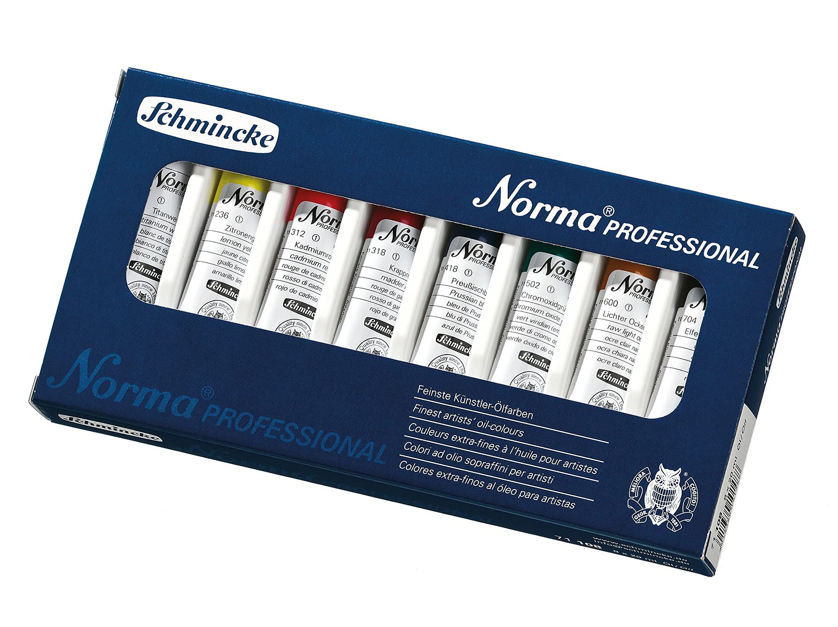 Schmincke - Norma®, finest artist oil colours basic assortment, 8 x 20 ml, 71 108 097, cardboard set, modern, environmentally conscious formulated oil colour, oil painting
