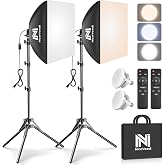Softbox Lighting Kit, NiceVeedi 2-Pack 16'' x 16'' Softbox Photography Lighting Kit with 63&rdquo; Tripod Stand &amp; 5400K 450W Equivalent LED Bulb, Continuous Lighting for Photography/Video Record