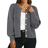 GRECERELLE Women's Chunky Open Front Sweater Long Sleeve Button Knit Short Loose Cardigan Outerwear, S-2XL