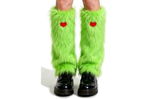 Hikkcos Halloween Fur Leg Warmers for Green Monster Costume Lime Green Fuzzy Faux Leg Warmers for Women Christmas Party Outfit Accessories