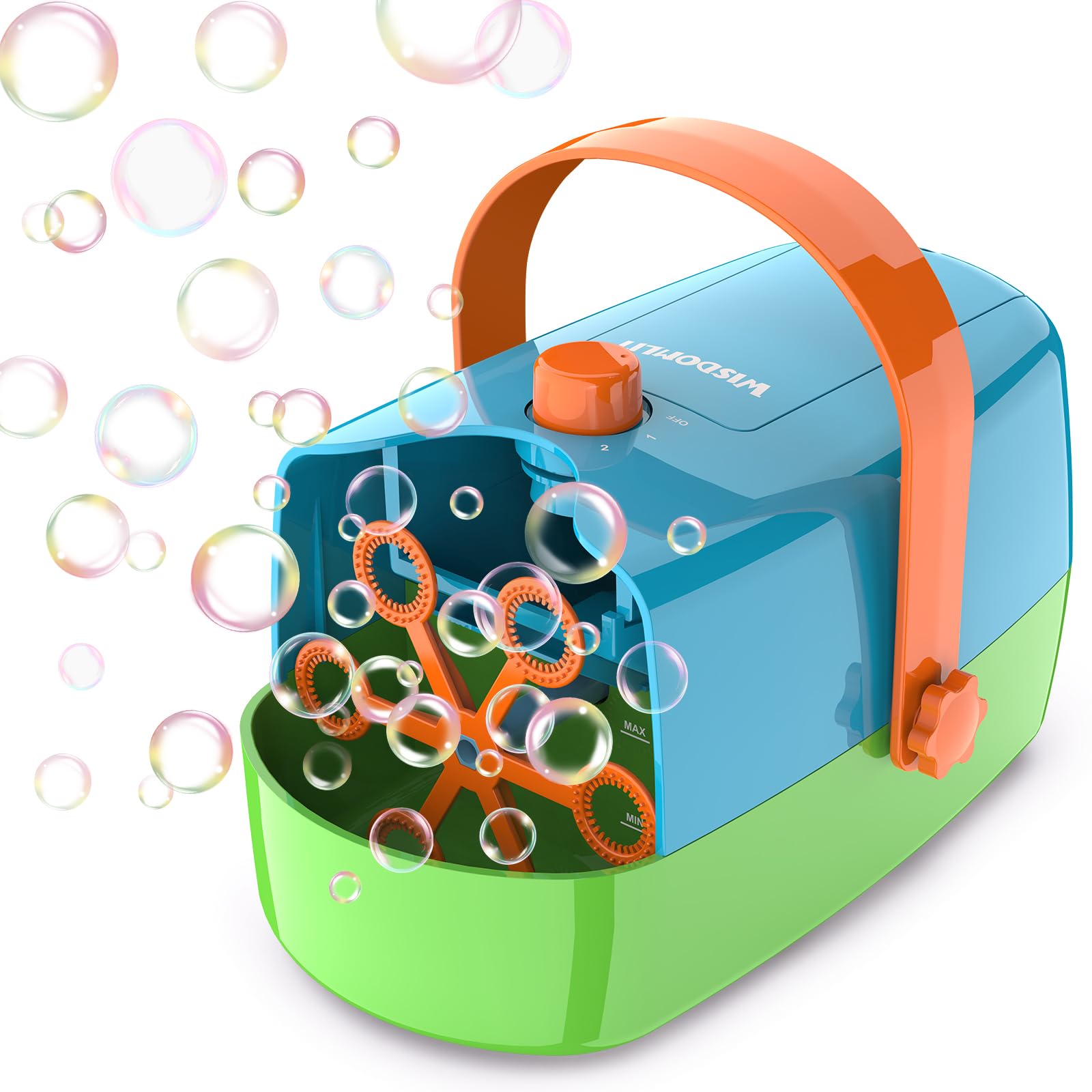 Photo 1 of Bubble Machine, 3 in 1 Bubble Maker, Bubble Blower with Replaceable Bubble Wands, 8000+ Colorful Bubbles Per Minute, Operated by Plug-in or Batteries, Bubble Toys for Indoor Outdoor Birthday Party