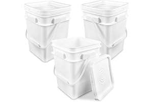 ePackageSupply 4 Gallon Square Bucket with Lid & Plastic Handles, Food Storage Pail, Heavy Duty & Durable, HDPE BPA Free (3)