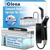 2Clean Portable Electric Travel Bidet, USB Rechargeable for Men &amp; Women | 2.3L water container with adjustable spray for portable hygiene. Ideal for travel, camping, outdoor use, and everyday comfort