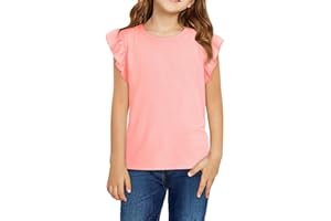 Zwurew Girls Tank Tops 2024 Ruffle Sleeve Crew Neck Summer Solid Girls Fashion Shirts Tee Tops Clothes 5-14 Years