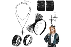 80s Accessories for Women, 6-Piece Retro Punk Set, Adjustable, Perfect for 80s Theme Parties, Halloween