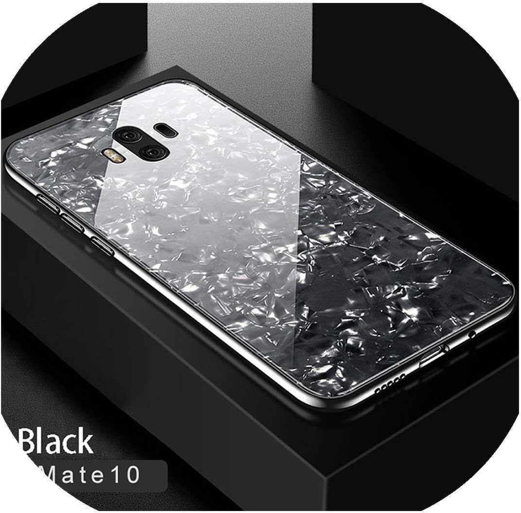 Luxury Shell Pattern Tempered Glass Cases for Huawei P20 Pro Mate 9 10 Lite Nova 2 2s P10 Plus Honor V10 9 10 Lite Cover Cases,for Huawei Honor V10,Black