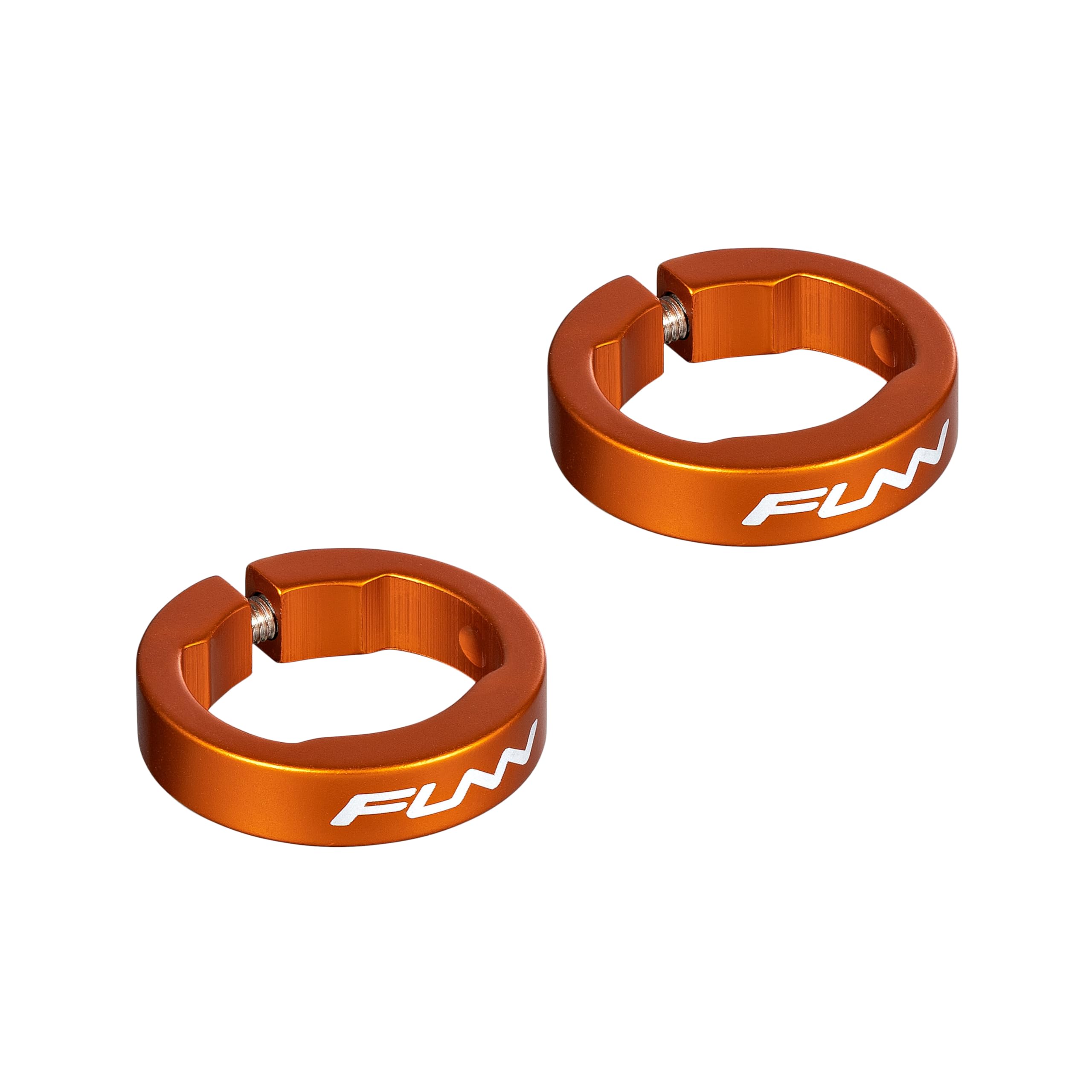 Funn Alloy Bike Grip Clamping Rings for Hilt, Holeshot MTB Grips, Grip Lock Rings for Securing Bicycle Handlebar Grips in Place (Orange)