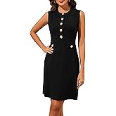 Aokivvy Women's Summer Sleeveless Sweater Dress Casual Mini Dress Crewneck Button Elegant Bodycon Formal Party Outfits