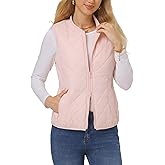 Fuinloth Women's Quilted Vest, Rib Collar Lightweight Zip Padded Gilet