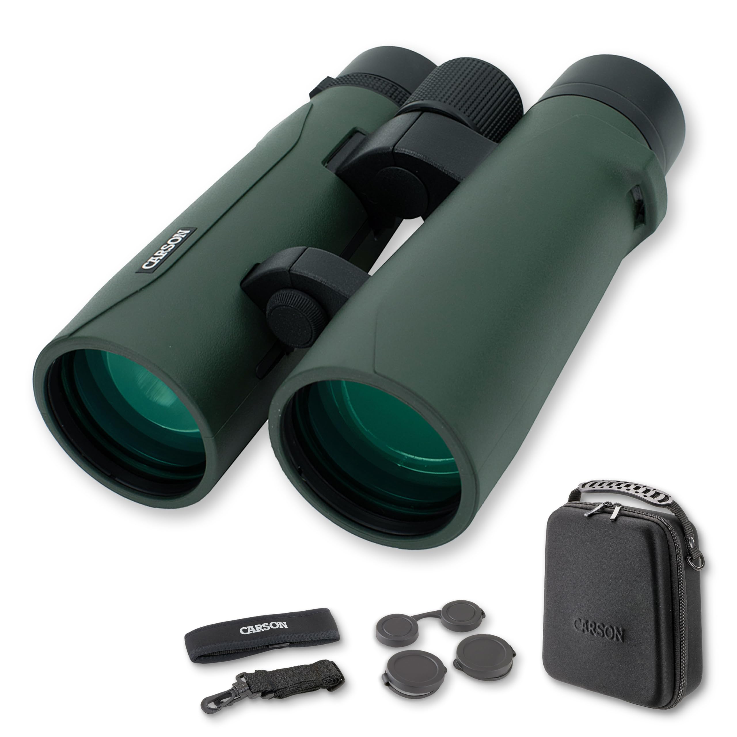 Carson RD-050 10x50mm RD Series Full Sized Open-Bridge Waterproof High Definition Binoculars, green/black