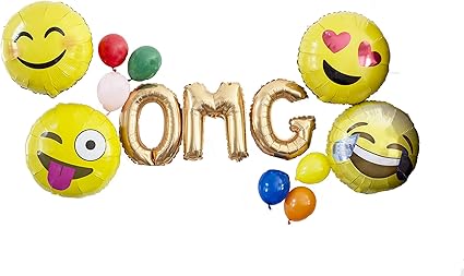 amazon com omg emoji party balloon pack 13 pc cool emoji party pack 18 large emojis balloons jumbo smiley balloons face heart eyes blushing cheeks 14 letters 5 latex emoji omg emoji party balloon pack 13 pc cool emoji party pack 18 large emojis balloons jumbo smiley balloons face heart eyes blushing cheeks 14