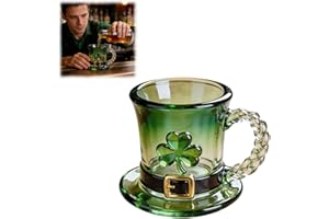 Shamrock Leprechaun Hat Shaped Mug – Emerald Green Reusable Coffee Cup for St. Patrick‘s Day | Ceramic Drinkware for Party, H