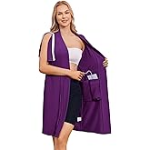 Deyeek Women's Post Surgery Mastectomy Robe with 4 Internal Drain Pockets Short Sleeve Adaptive Nightgowns Pajama Dress Shirt