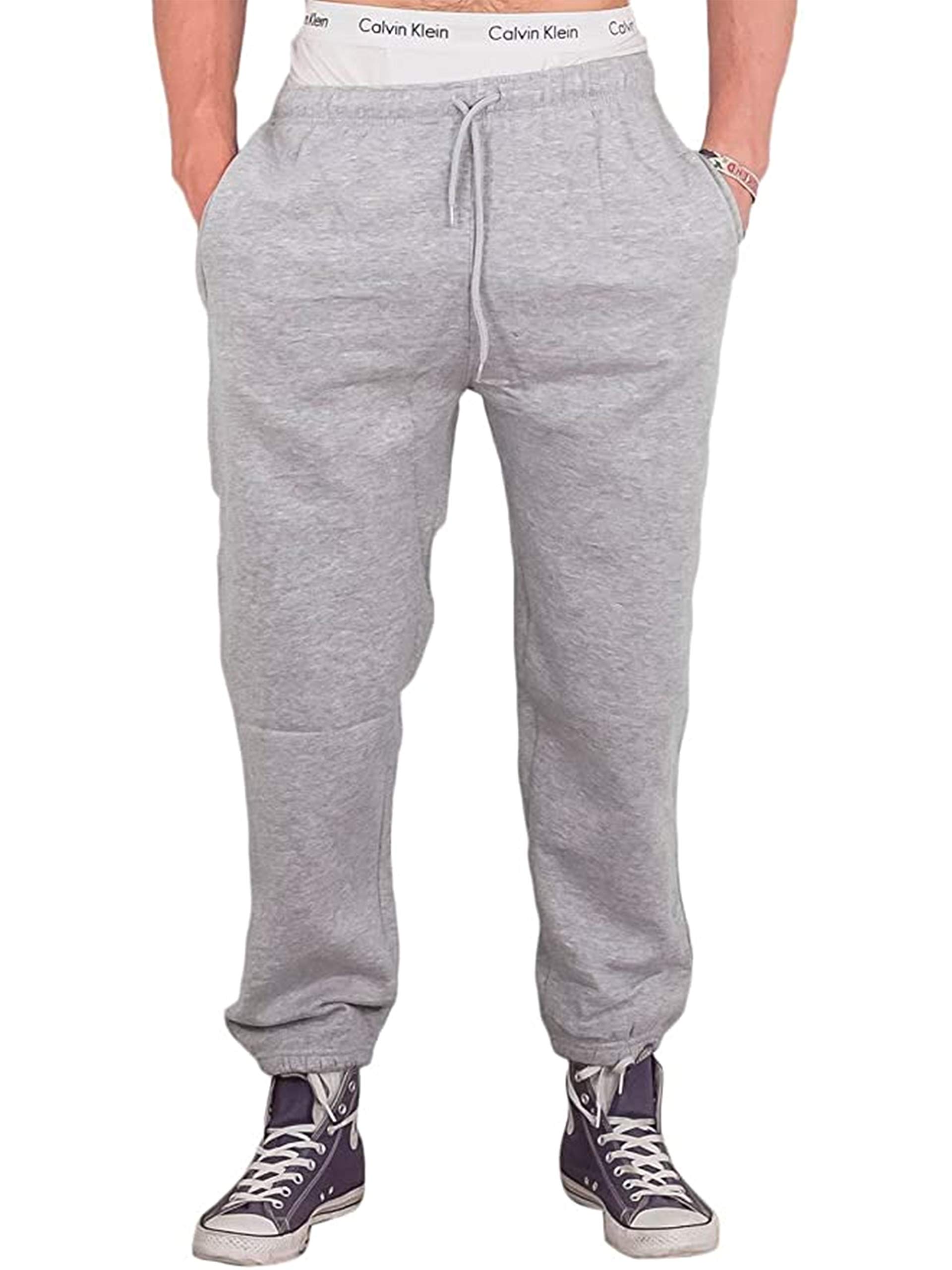 Men Bottoms Joggers Lounge Pants Tracksuit Jog Bottom Fleece Zip Pockets
