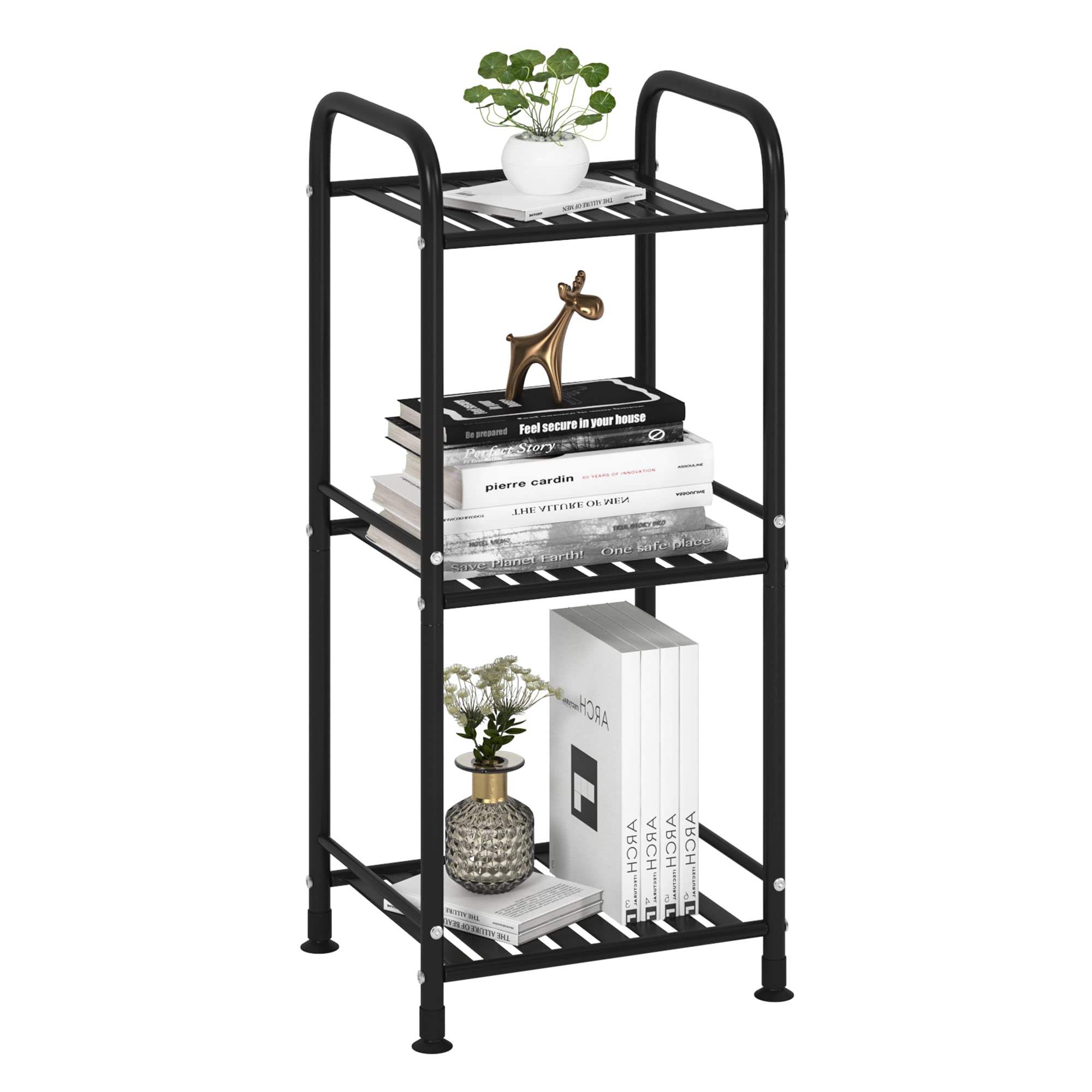 Photo 1 of JSB 3 Tier Narrow Bathroom Shelving Unit, Kitchen Storage Rack Organizer Metal Corner Shelf for Living Room Laundry Pantry (Matte Black, 3 Tier)