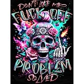 KTHOFCY 5D DIY Diamond Painting Kits for Adults, Halloween Skull Don't Like Me Full Drill Embroidery Cross Stitch Crystal Rhinestone Paintings Pictures Arts Wall Decor Painting Dots Kits 11.8X15.7inch