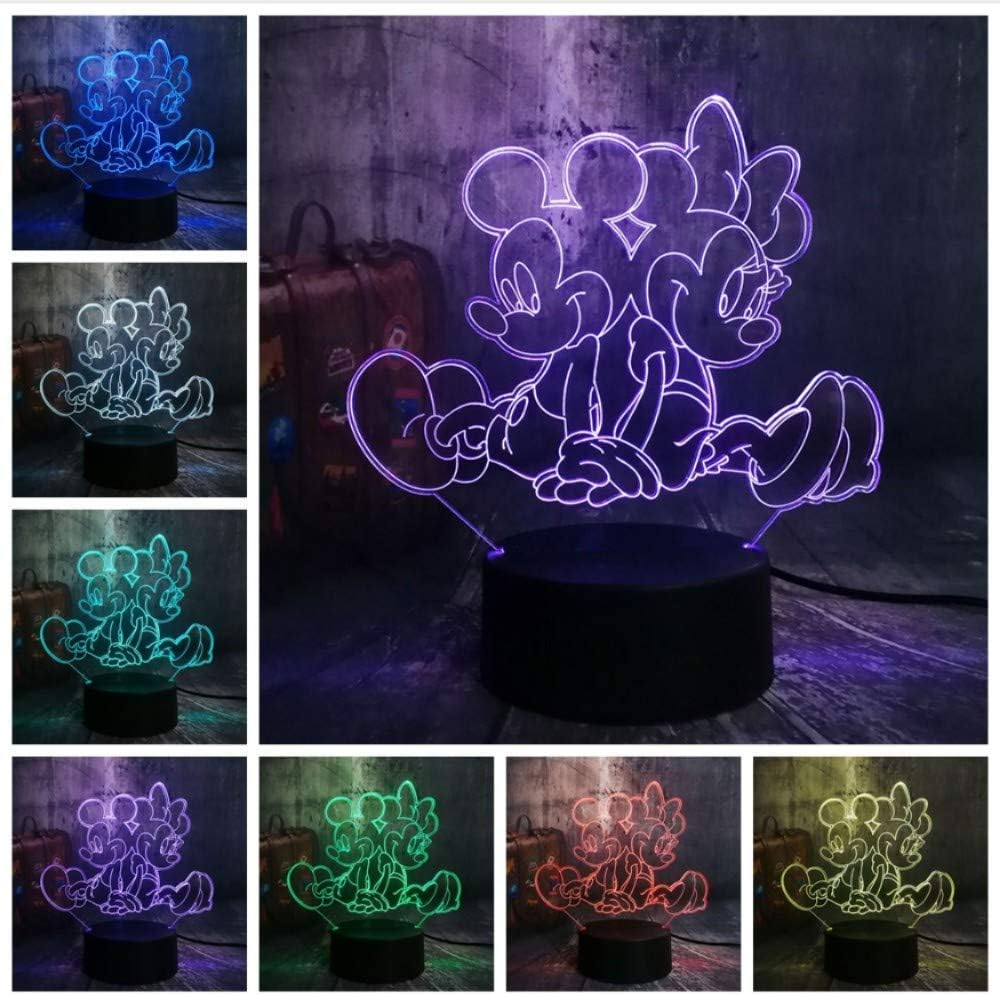 Cute Lovely Minnie Mickey Mice Mouse Girls Boys Room Decor 7 Color Change Night Light Friend Family Child Kids Xmas Toys Gifts