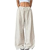 SHENHE Girl's Wide Leg Palazzo Pants Striped Baggy Pants Drawstring Loose Casual Trousers