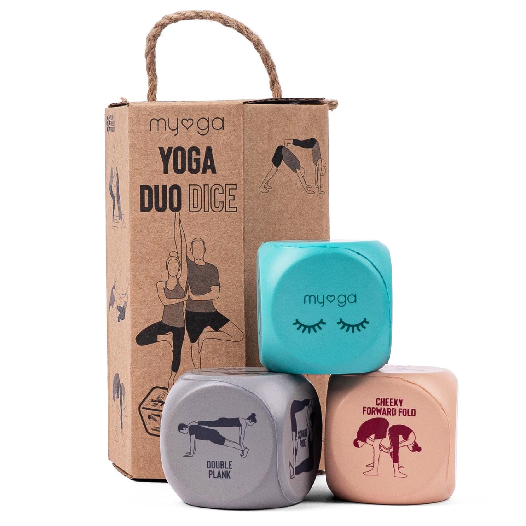 Myga Yoga Dice - Set of 3 Dice with Partner Yoga Poses and Actions for Exercise, Fitness and Full Body Workout - Soft & Lightweight Dice great for Travel and Family Fun - Ideal for Gifting